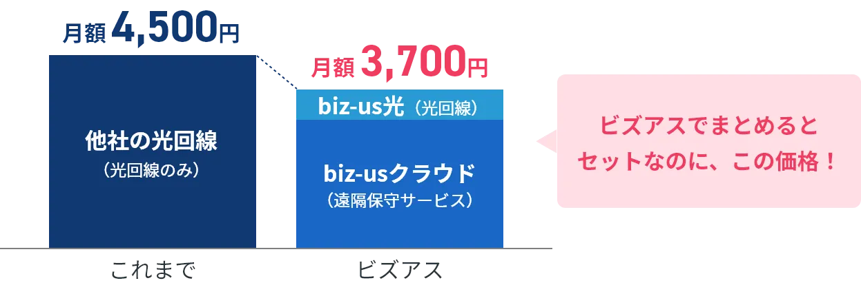 ビズアスでまとめるとセットなのに、この価格！